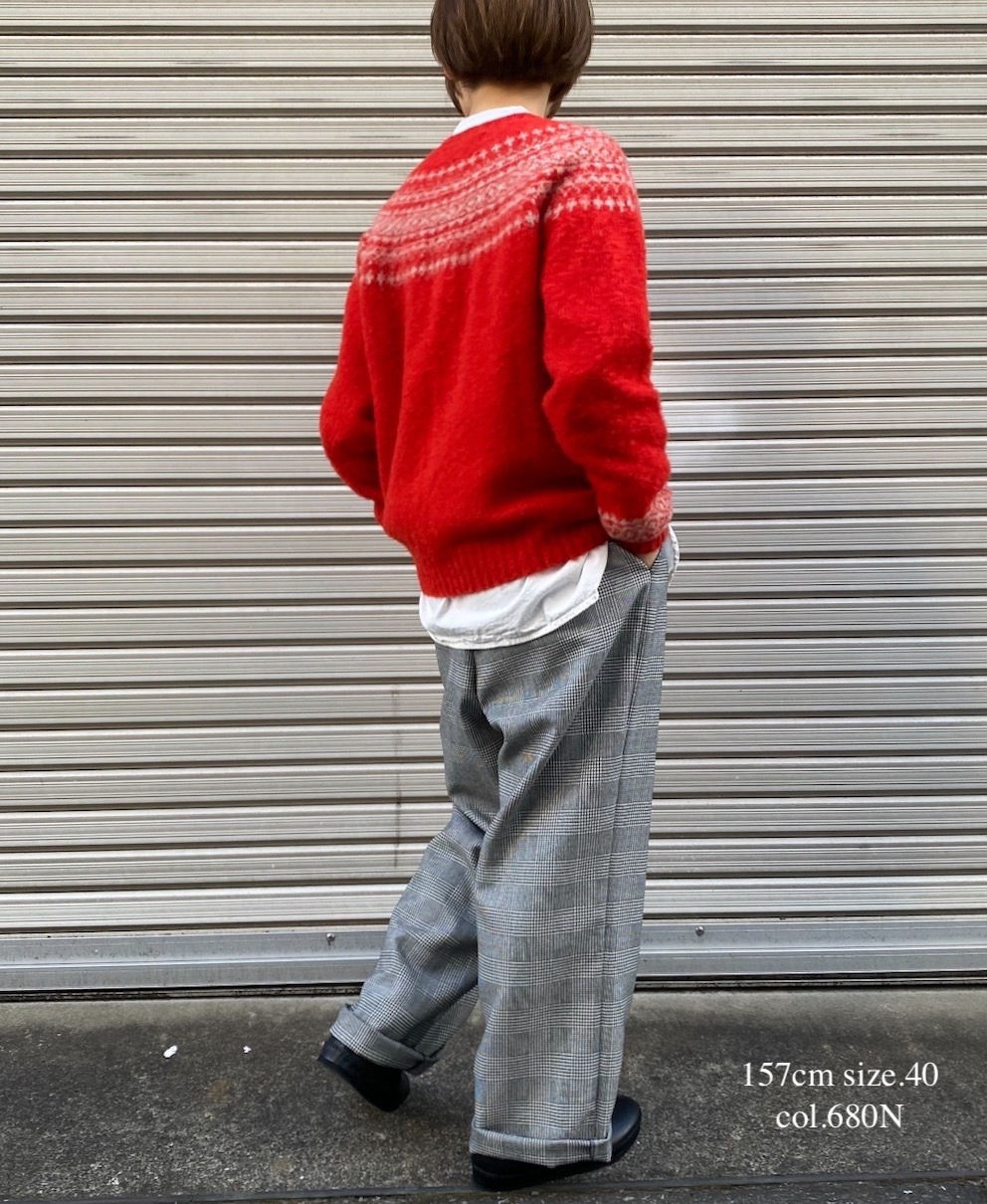 NJT1761 (ニット)  SHETLAND WOOL NORDIC HEAVY BRUSH CREW NECK CARDIGAN