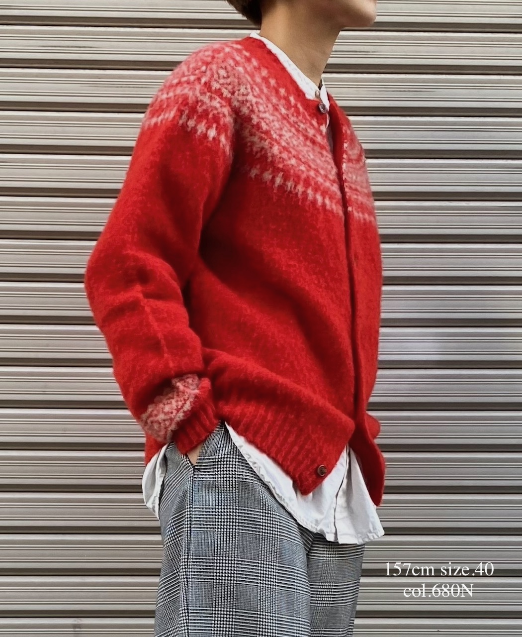 NJT1761 (ニット)  SHETLAND WOOL NORDIC HEAVY BRUSH CREW NECK CARDIGAN