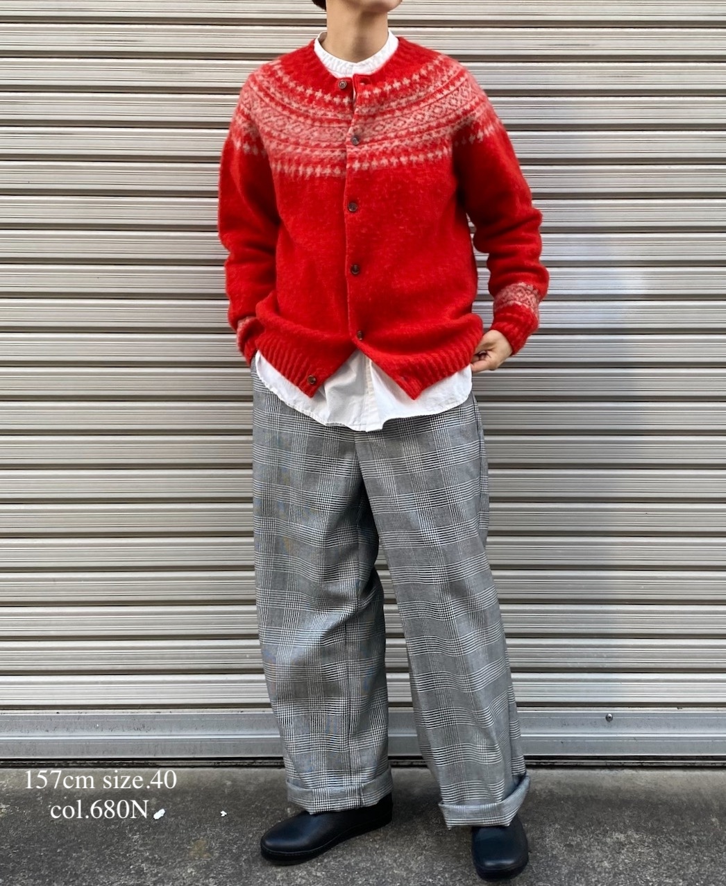 NJT1761 (ニット)  SHETLAND WOOL NORDIC HEAVY BRUSH CREW NECK CARDIGAN