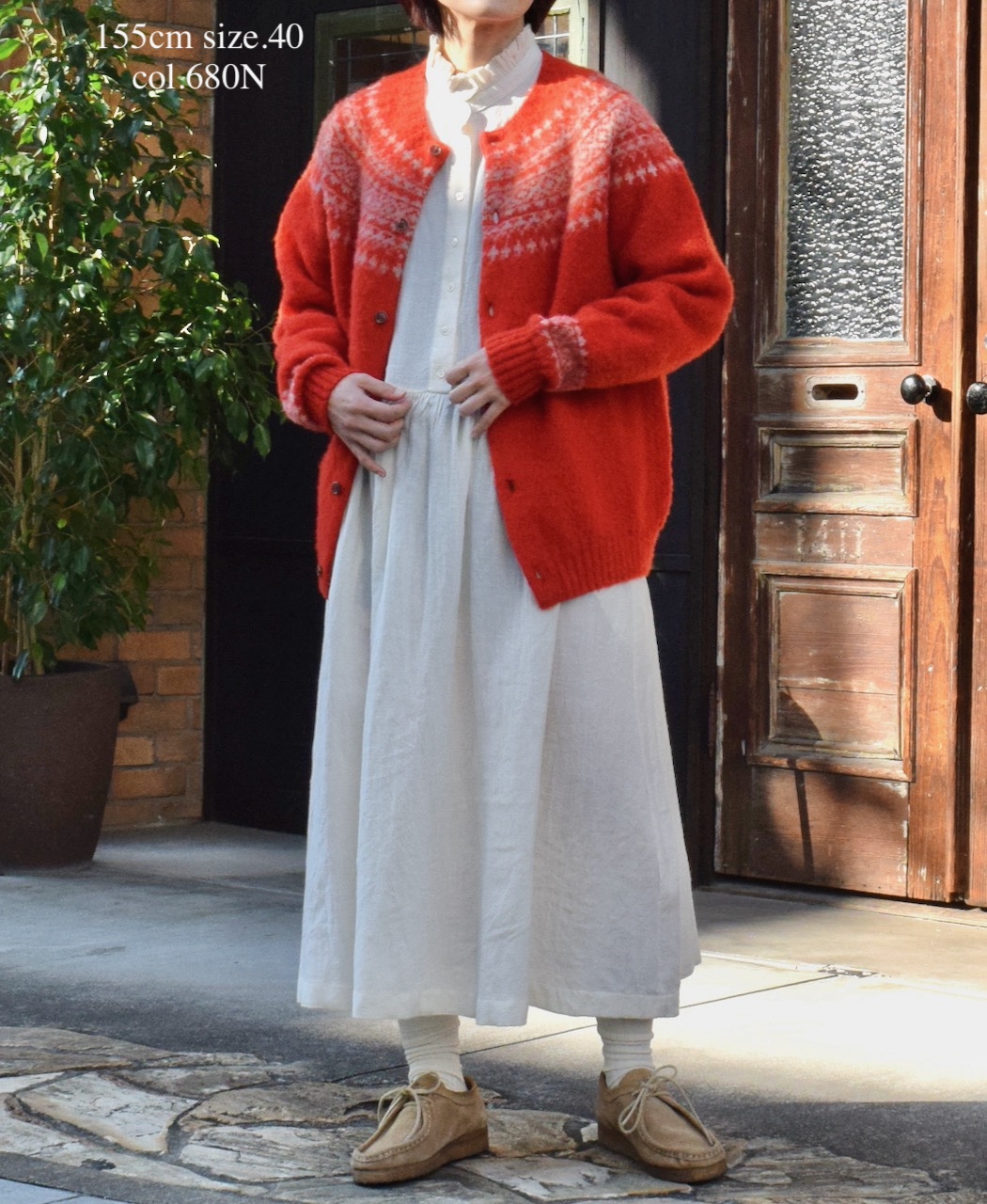 NJT1761 (ニット)  SHETLAND WOOL NORDIC HEAVY BRUSH CREW NECK CARDIGAN