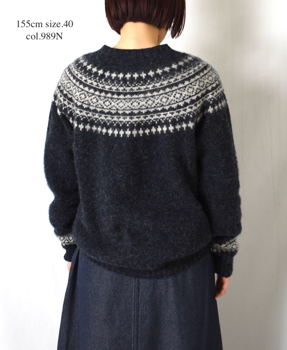 NJT1661(ニット) SHETLAND WOOL NORDIC HEAVY BRUSH CREW-NECK PULLOVER