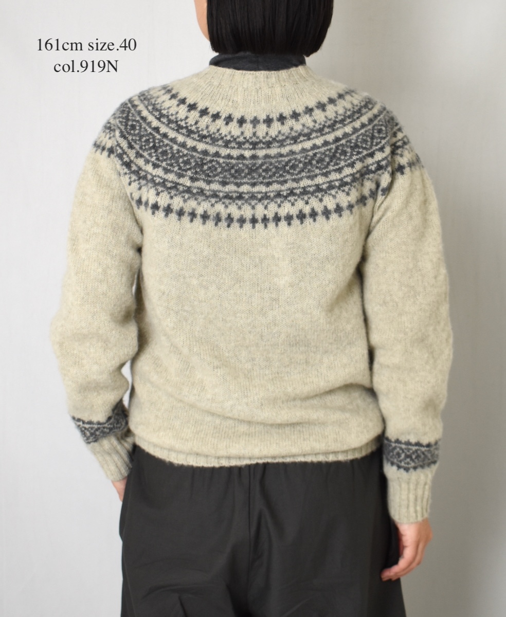 NJT1661(ニット) SHETLAND WOOL NORDIC HEAVY BRUSH CREW-NECK PULLOVER