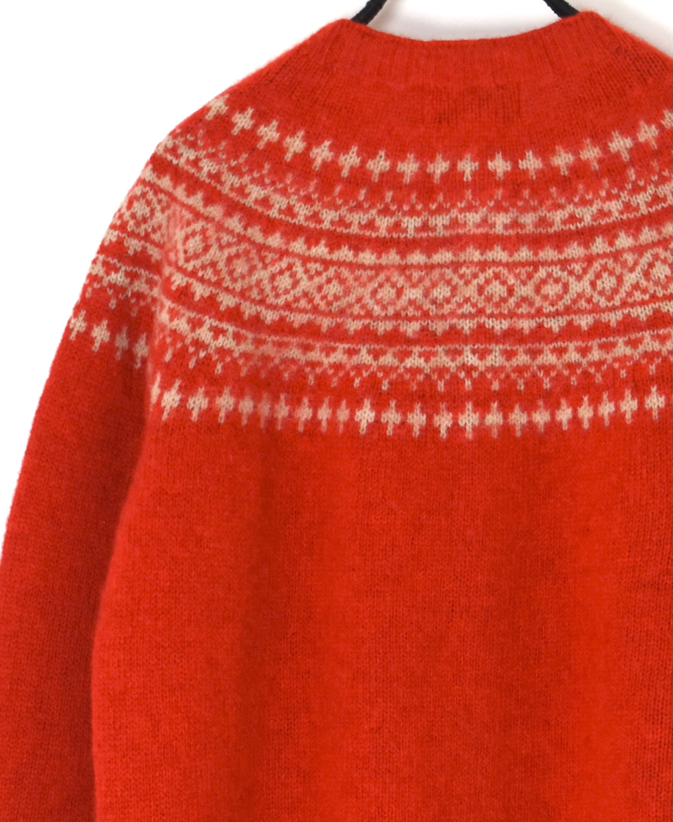 NJT1761 (ニット)  SHETLAND WOOL NORDIC HEAVY BRUSH CREW NECK CARDIGAN