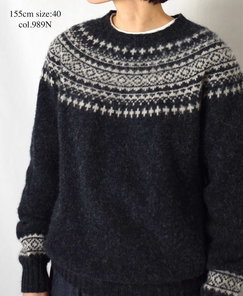 NJT1661(ニット) SHETLAND WOOL NORDIC HEAVY BRUSH CREW-NECK PULLOVER