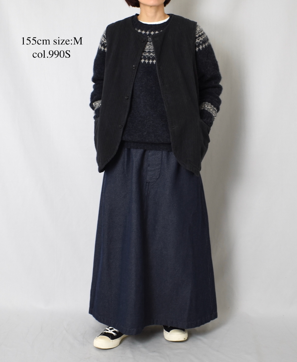 NVL2562D(ベスト)WIDE&NARROW WALE CORDUROY(OVERDYE) 60'S ORGANIC CAMBRIC NO COLLAR VEST