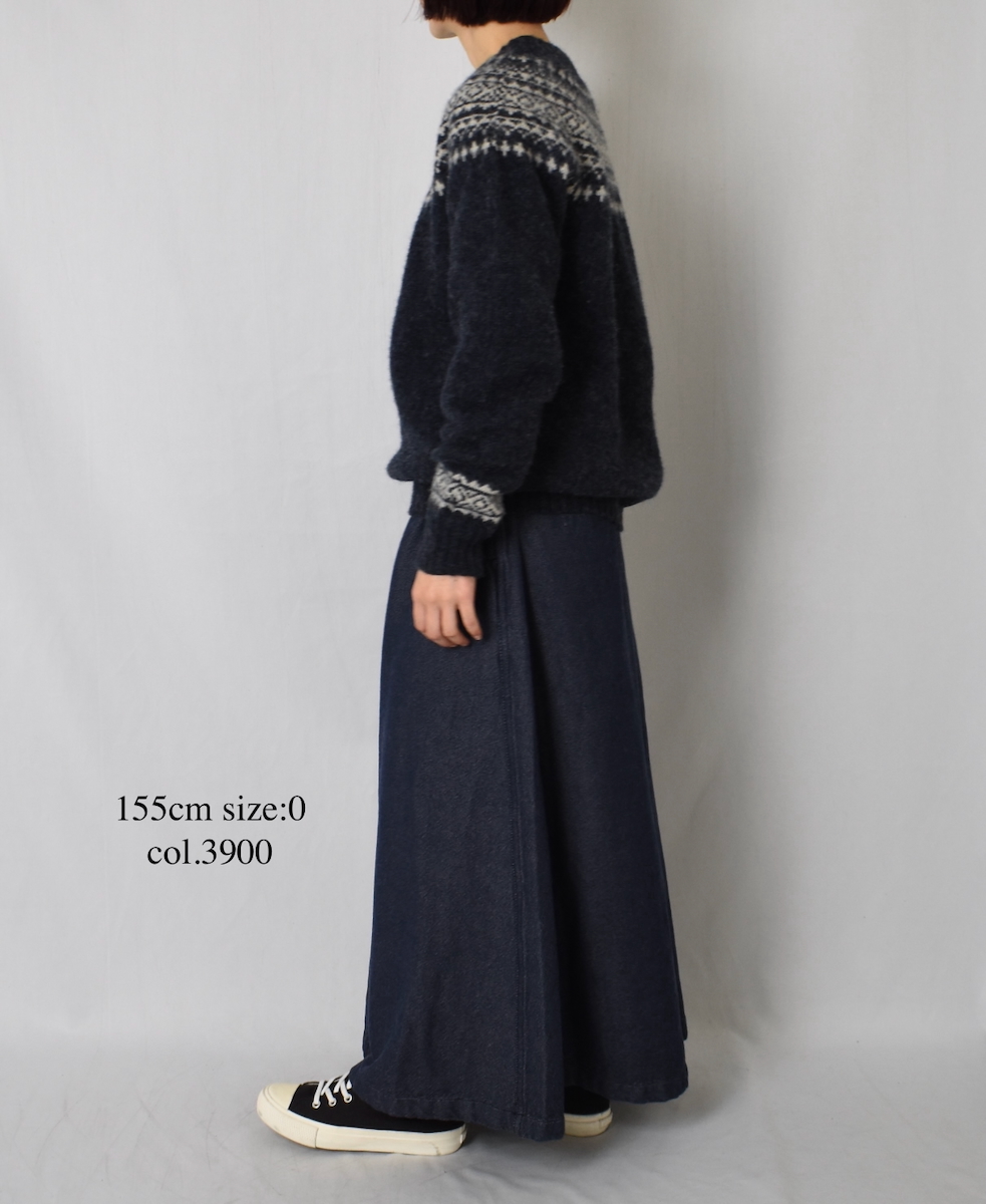 ISNAM2574(スカート) WOOL COTTON TWILL ADJUSTER TACK SKIRT WITH SUSPENDERS