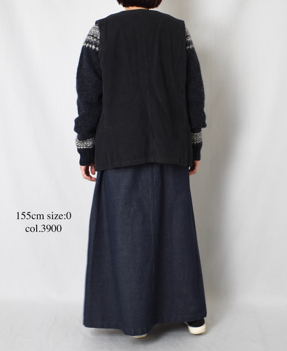 ISNAM2574(スカート) WOOL COTTON TWILL ADJUSTER TACK SKIRT WITH SUSPENDERS