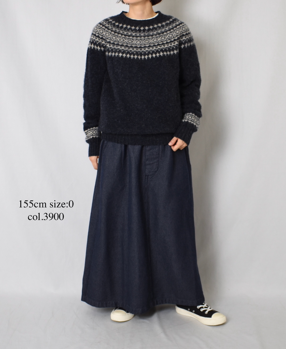 ISNAM2574(スカート) WOOL COTTON TWILL ADJUSTER TACK SKIRT WITH SUSPENDERS
