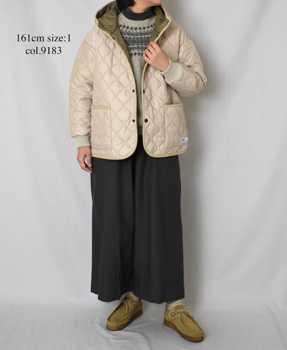 NAM2561PP(ジャケット) PLAIN POLYESTERxPLAIN POLYESTER HEAT QUILT OVERSIZED HOODED JACKET WITH RIBBED CUFF