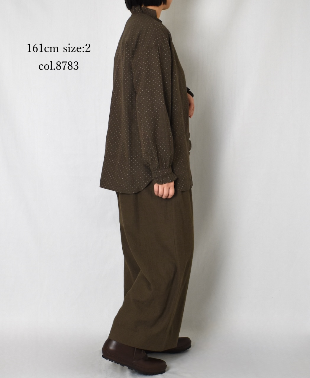 ●INMDS25761(シャツ) WOOL/COTTON/SILK PIN DOT PRINT FRILL COLLAR SHIRT