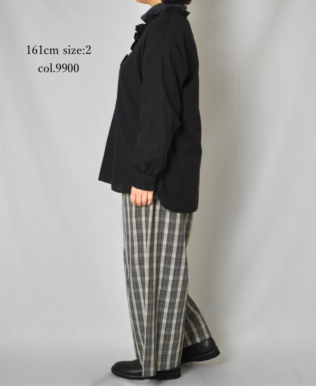 ●INMDS25752(シャツ) WOOL/COTTON/SILK PLAIN FRILL COLLAR PULLOVER SHIRT