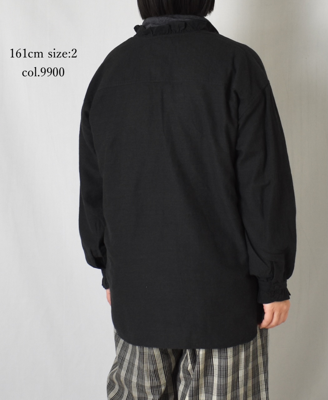INMDS25752(シャツ) WOOL/COTTON/SILK PLAIN FRILL COLLAR PULLOVER SHIRT