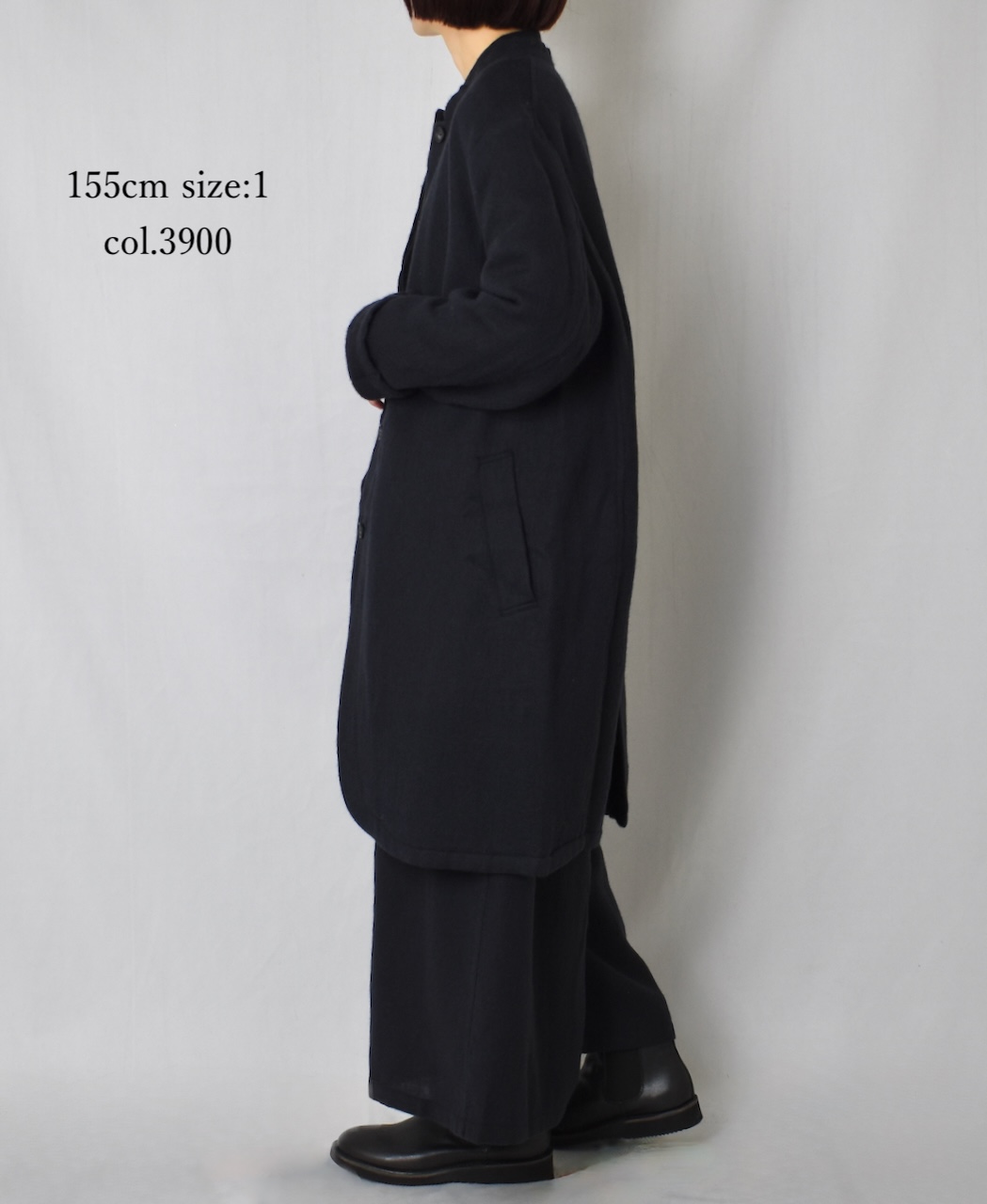 ⚫︎NMDS24552(コート) WOOL COTTON SMALL HERRINGBONE STAND COLLAR FLY FRONT COAT