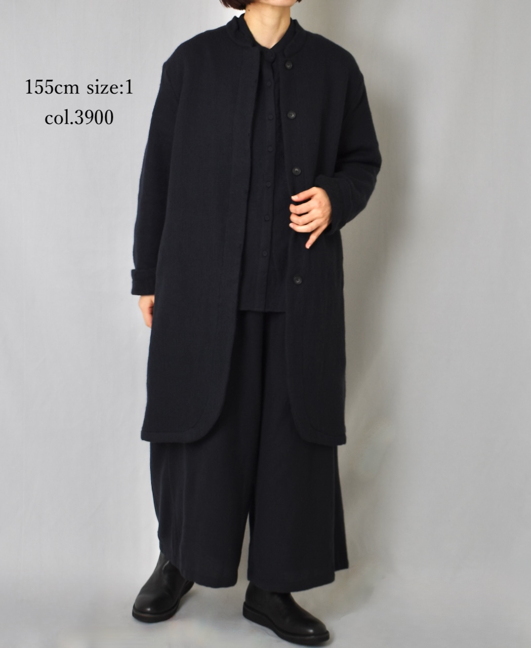 ⚫︎NMDS24552(コート) WOOL COTTON SMALL HERRINGBONE STAND COLLAR FLY FRONT COAT