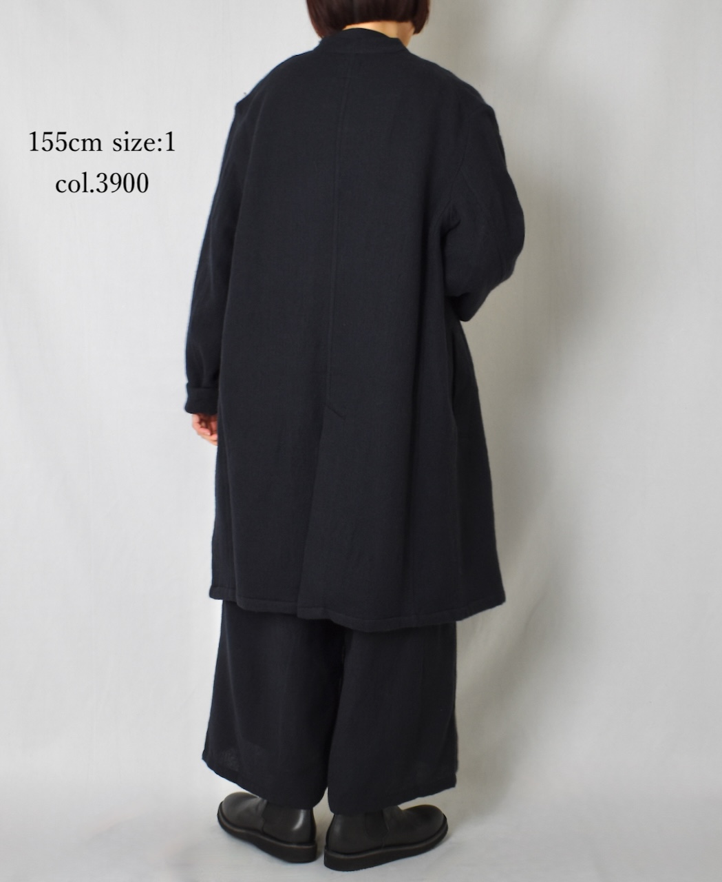 ⚫︎NMDS24552(コート) WOOL COTTON SMALL HERRINGBONE STAND COLLAR FLY FRONT COAT