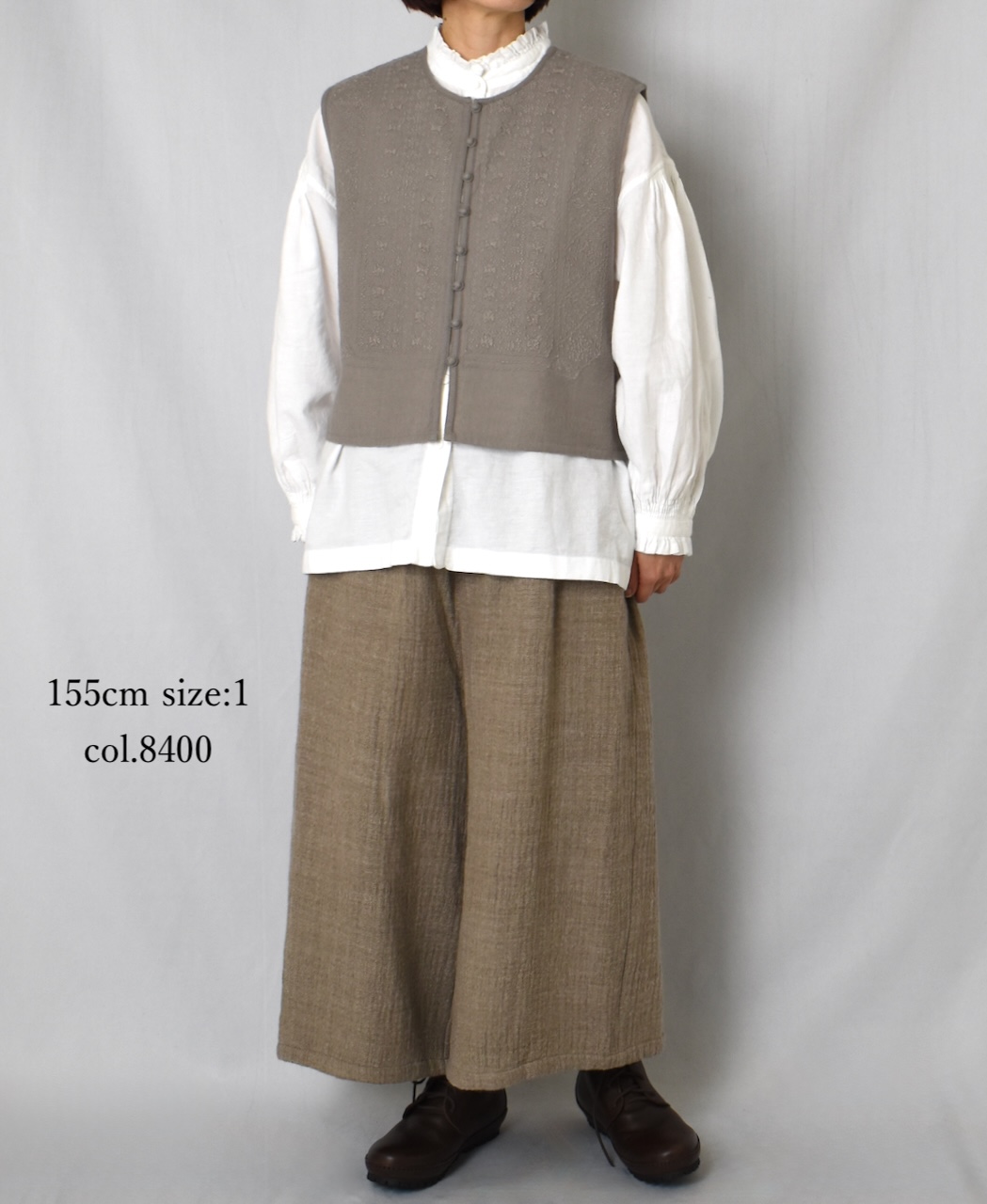 NMDS25612(キュロット) WOOL COTTON HERRINGBONE CULLOTES