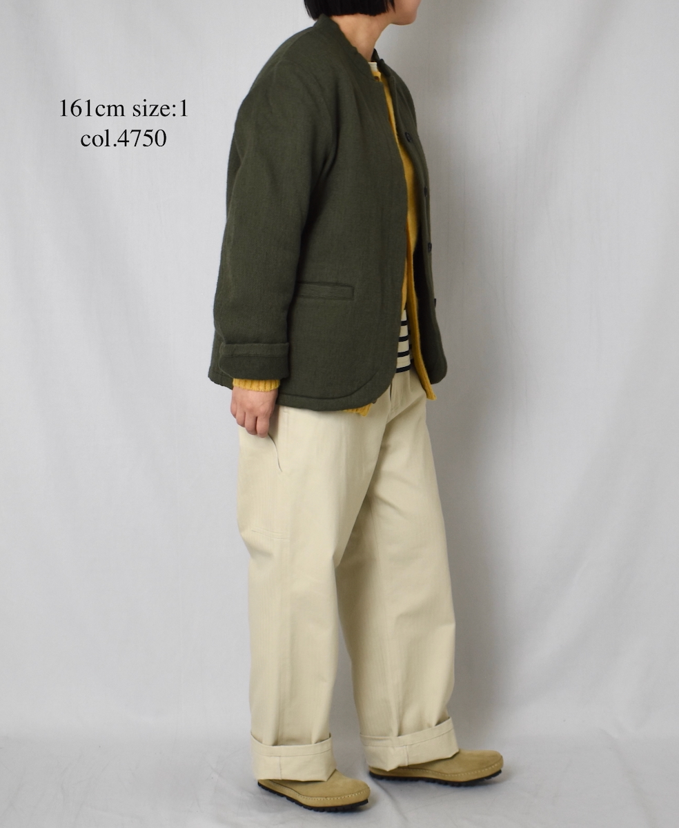 NMDS24551(ジャケット) WOOL COTTON SMALL HERRINGBONE STAND COLLAR FLY FRONT JACKET