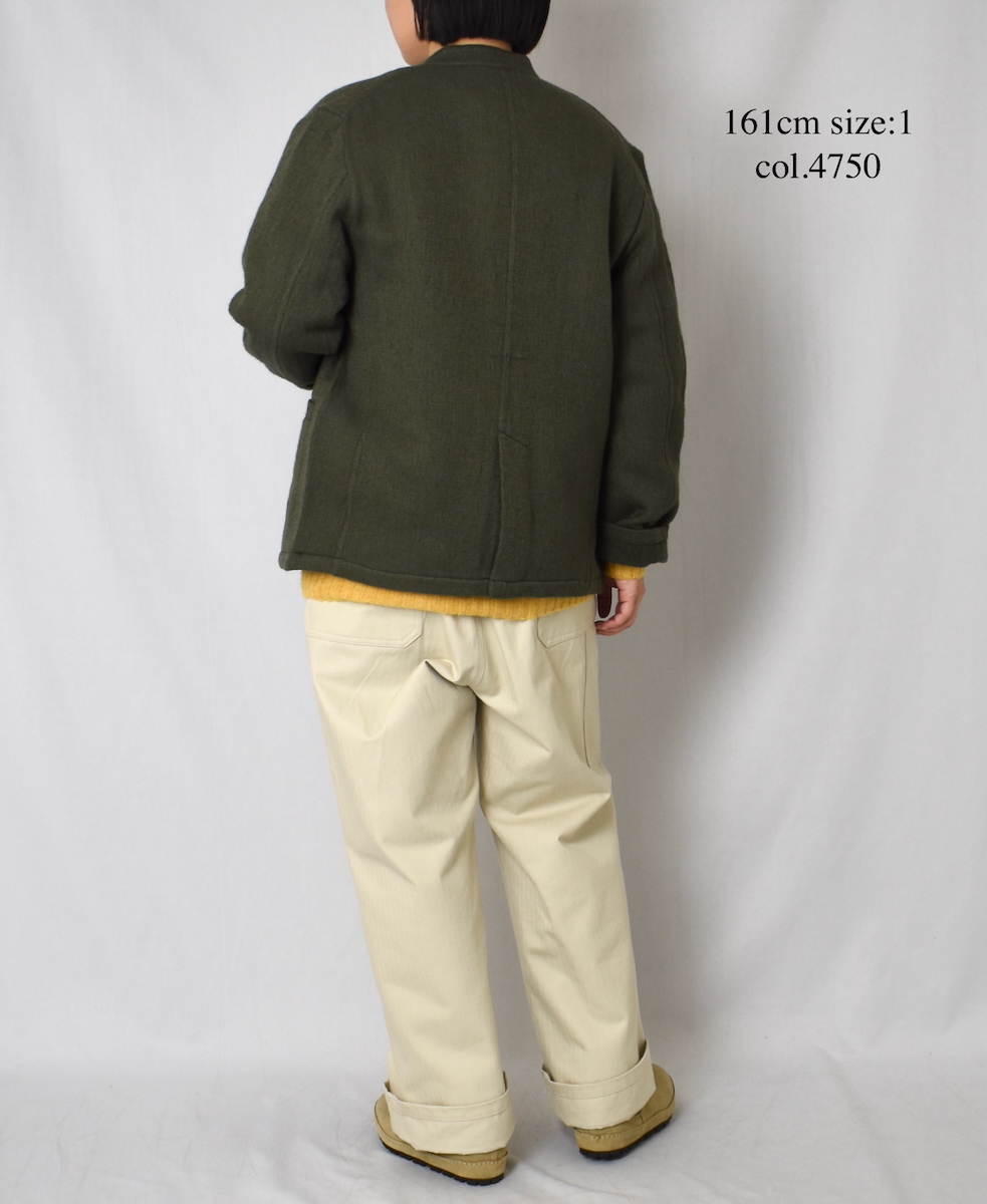 NMDS24551(ジャケット) WOOL COTTON SMALL HERRINGBONE STAND COLLAR FLY FRONT JACKET