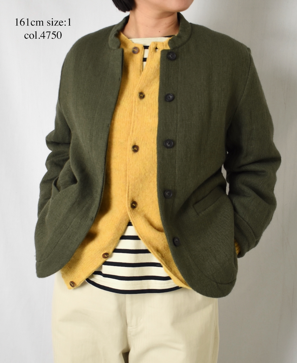 NMDS24551(ジャケット) WOOL COTTON SMALL HERRINGBONE STAND COLLAR FLY FRONT JACKET