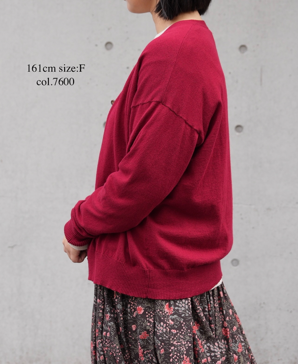 ●GNSL25531(カーディガン) 14GG 2PLY PLAIN STITCH COTTON WOOL CASHMERE V-NECK CARDIGAN