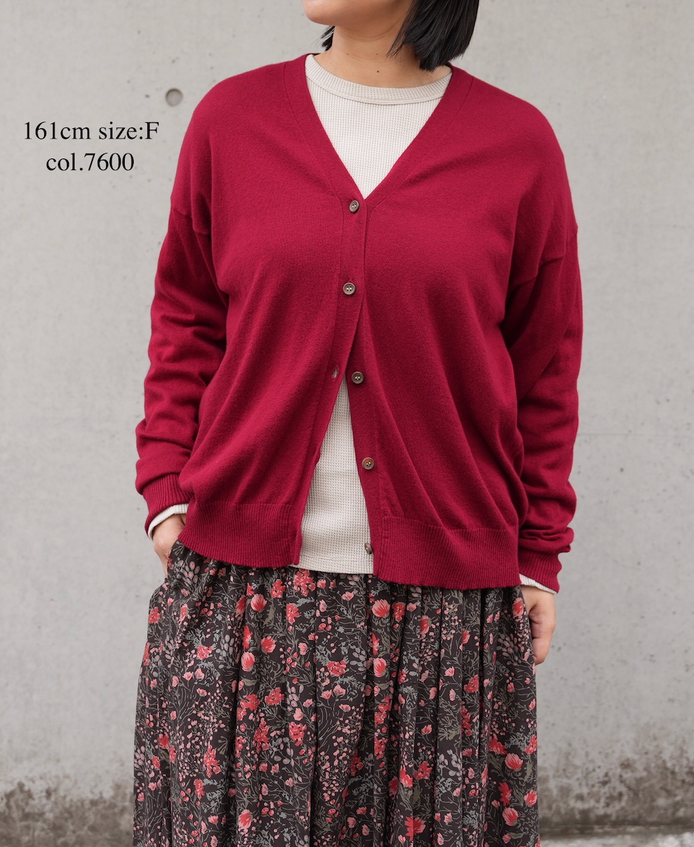 ●GNSL25531(カーディガン) 14GG 2PLY PLAIN STITCH COTTON WOOL CASHMERE V-NECK CARDIGAN