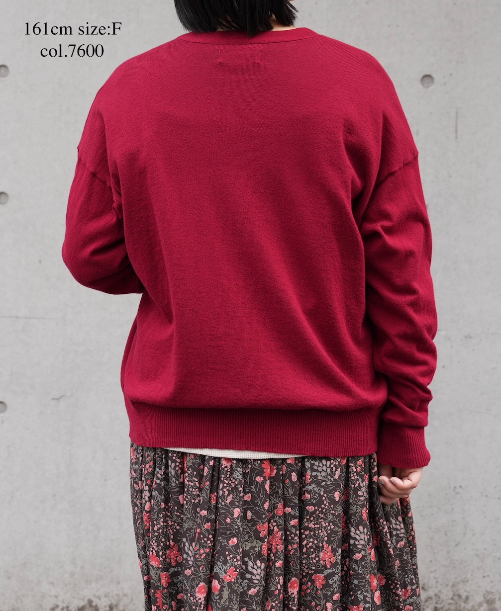 ●GNSL25531(カーディガン) 14GG 2PLY PLAIN STITCH COTTON WOOL CASHMERE V-NECK CARDIGAN