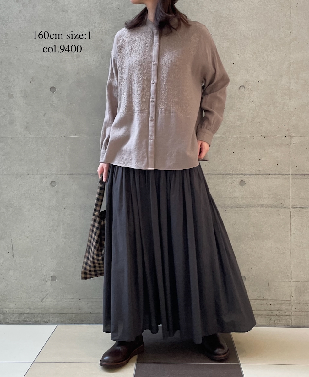 NMDS25601(シャツ) BOILED WOOL PLAIN BANDED COLLAR EMB SHIRT