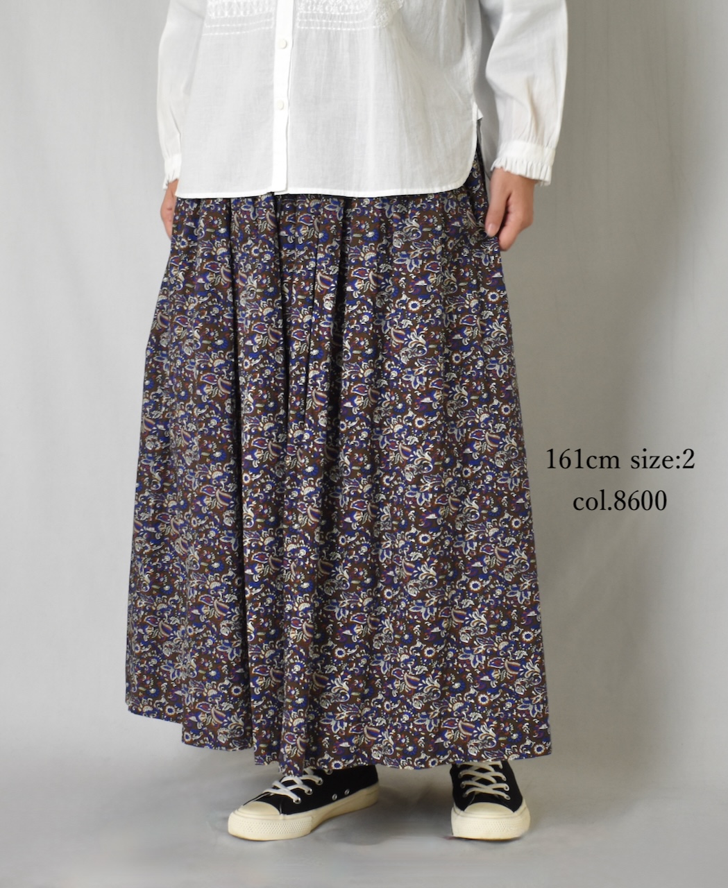 NSL25554(スカート) 40s POPLIN MEDIUM FLOWER PRINT GATHERED SKIRT