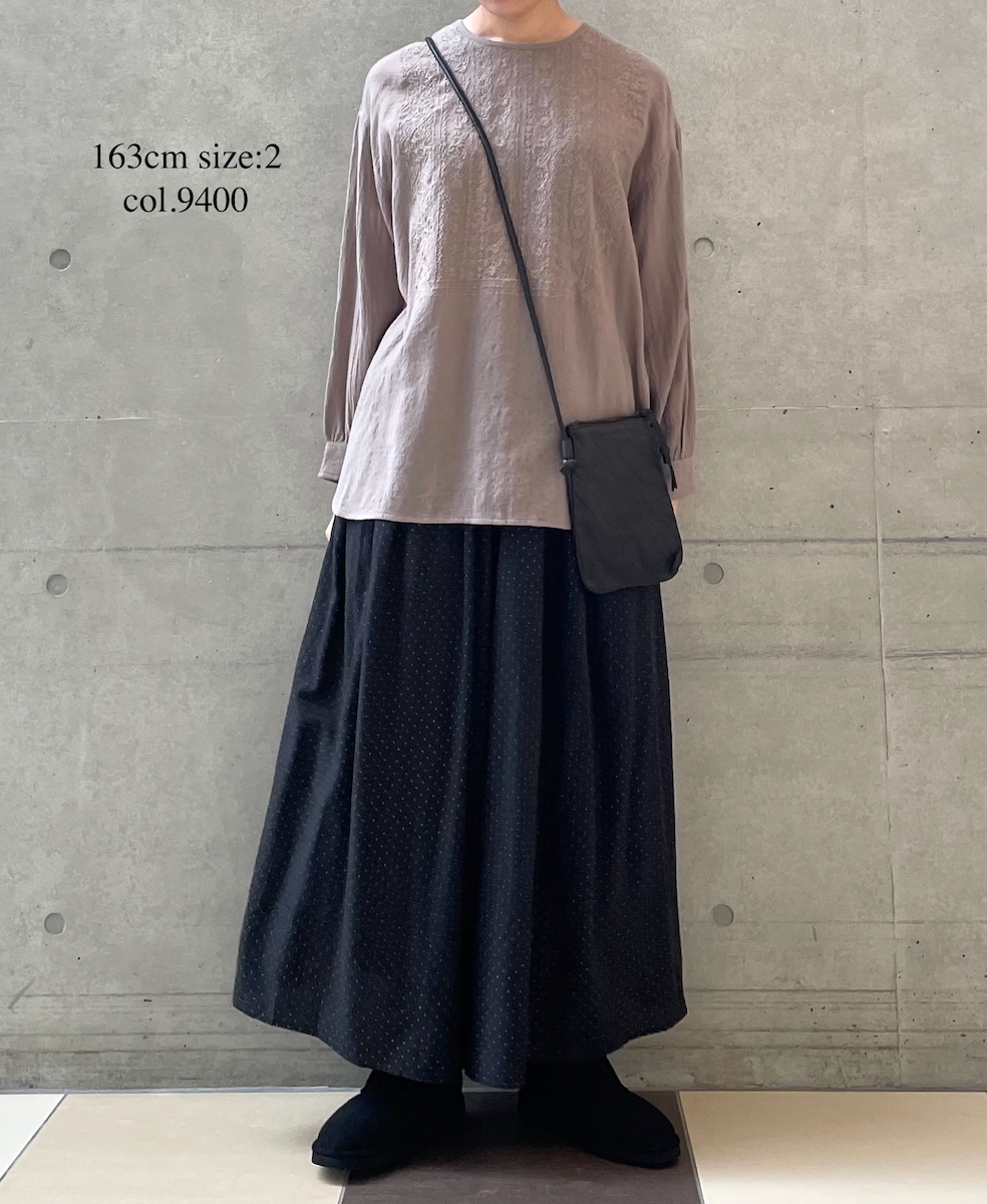 NMDS25603(シャツ) BOILED WOOL PLAIN BACK OPENING CREW-NECK EMB SHIRT