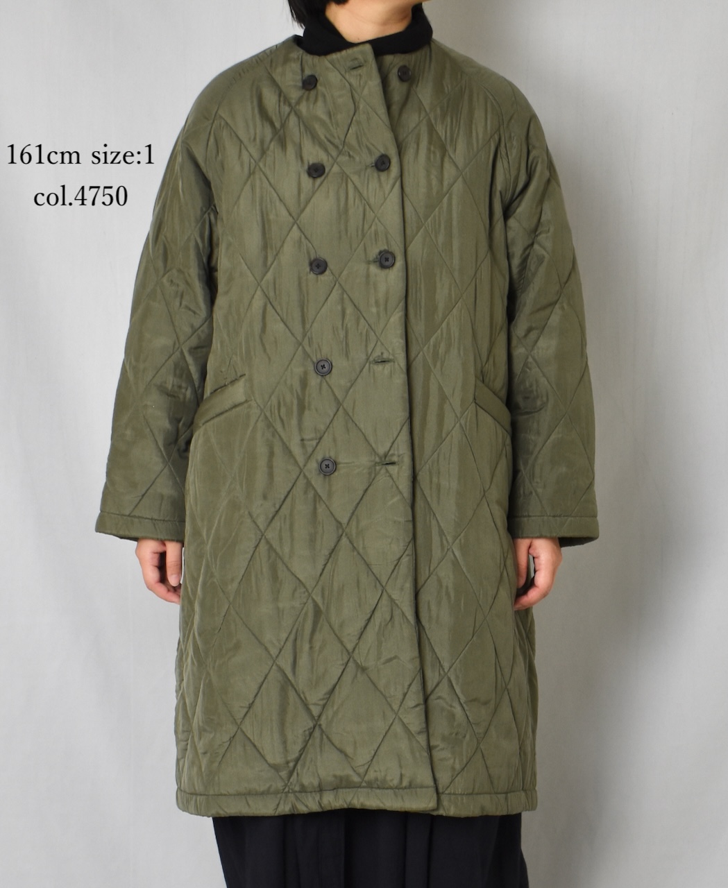 NMDS25581(コート) PADDED BANGALORE SILK PLAIN NO COLLAR DOUBLE COAT