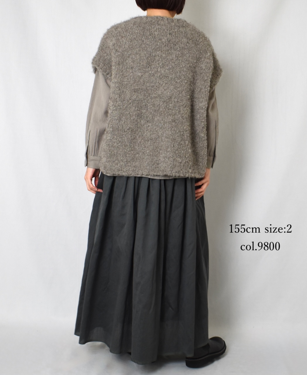 NMDS25545(スカート) PLAIN COTTON SILK RAJASTHAN TUCK GATHERED SKIRT WITH LINING