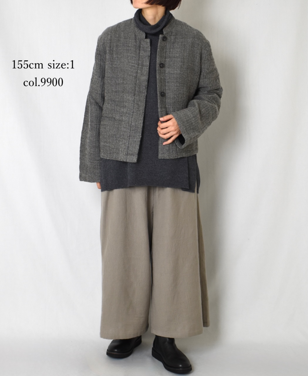 ●NMDS25611(ジャケット) WOOL COTTON HERRINGBONE STAND COLLAR FLY FRONT JACKET