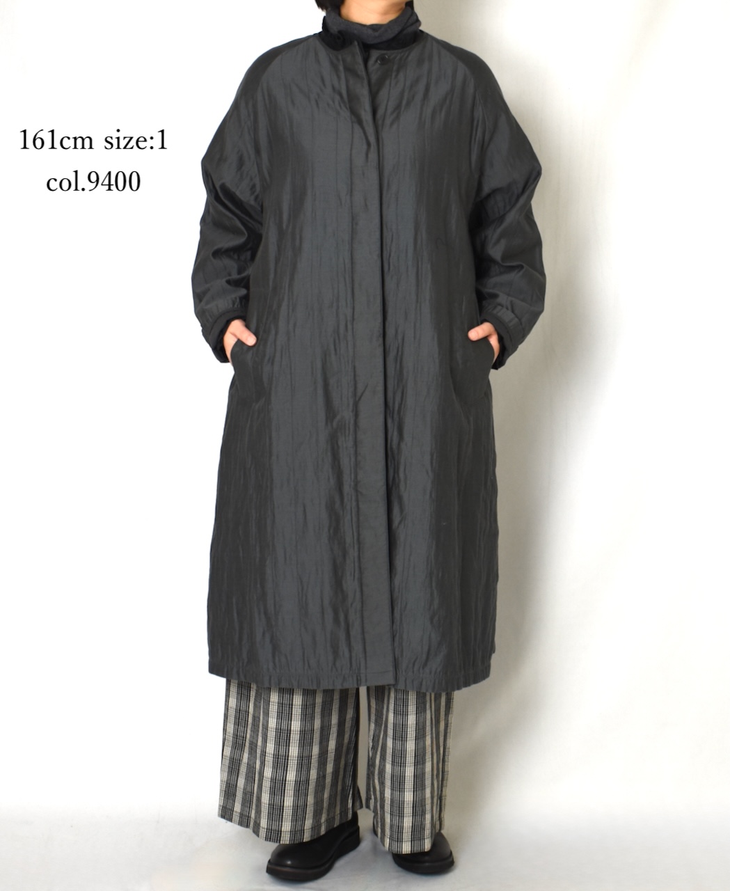 NMDS25541(コート) QUILTED COTTON SILK RAGLAN COAT WITH VERTICAL STITCH