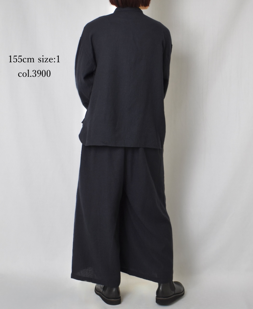 ●NMDS25601(シャツ) BOILED WOOL PLAIN BANDED COLLAR EMB SHIRT