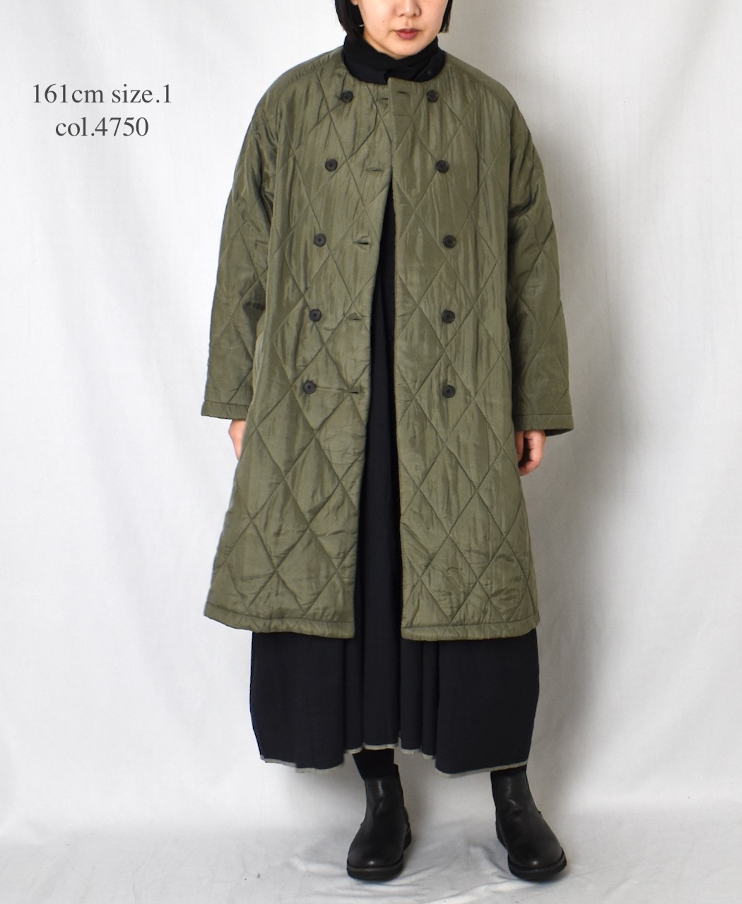 NMDS25581(コート) PADDED BANGALORE SILK PLAIN NO COLLAR DOUBLE COAT