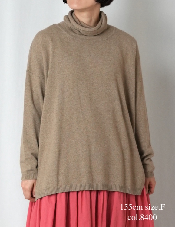 NMDSN2251D(ニット) 12GG PLAIN STITCH DROP SHOULDER POLO NECK WITH SLIT