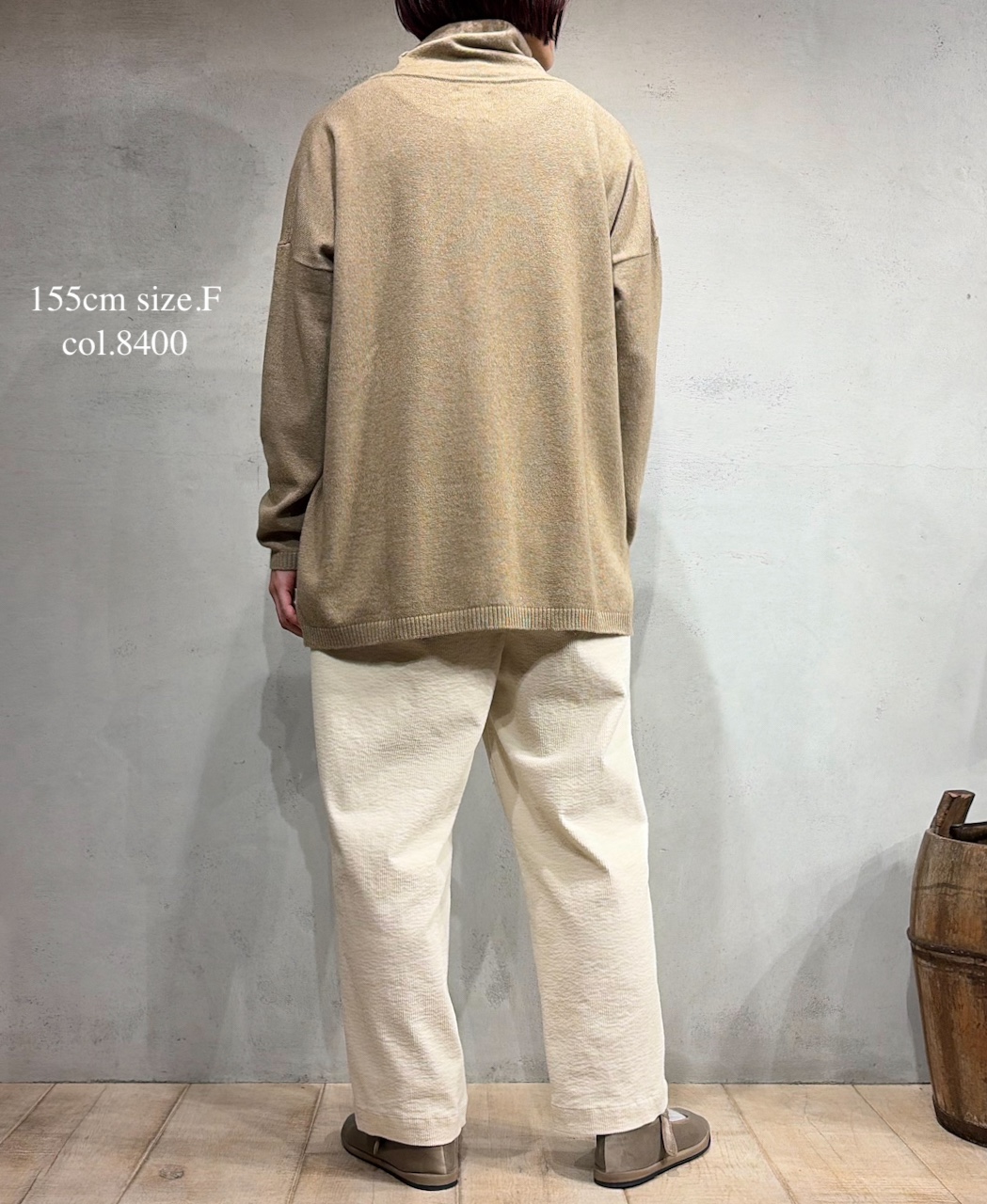 NMDSN2251D(ニット) 12GG PLAIN STITCH DROP SHOULDER POLO NECK WITH SLIT