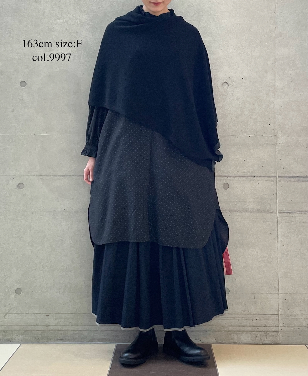 CNMDS1771P(ポンチョ) 12GG WOOL CASHMERE PLAIN PONCHO
