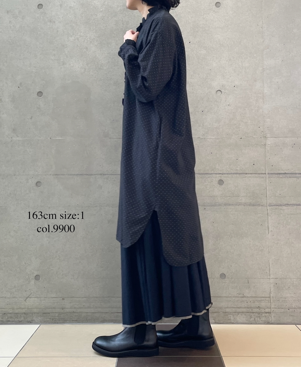 INMDS25725(スカート) HANDWOVEN HEAVY COTTON PLAIN FLARED SKIRT WITH PINTUCK