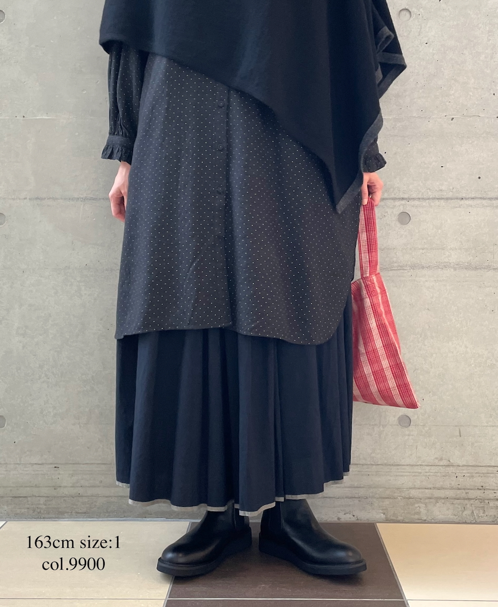 INMDS25725(スカート) HANDWOVEN HEAVY COTTON PLAIN FLARED SKIRT WITH PINTUCK