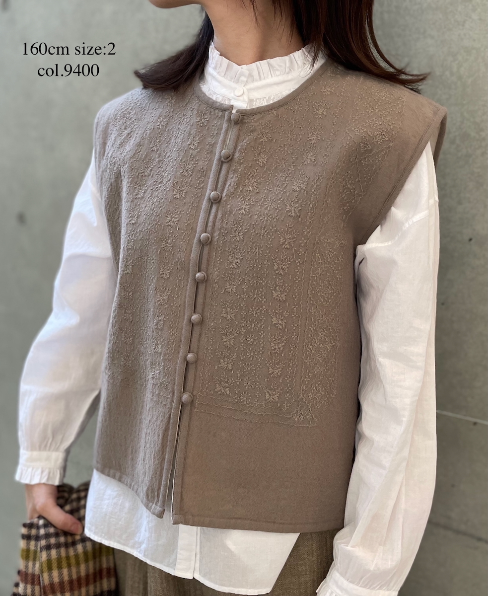 NMDS25602(ボレロ) BOILED WOOL PLAIN EMB BOLERO