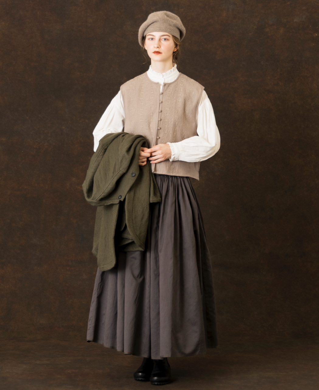 NMDS25602(ボレロ) BOILED WOOL PLAIN EMB BOLERO