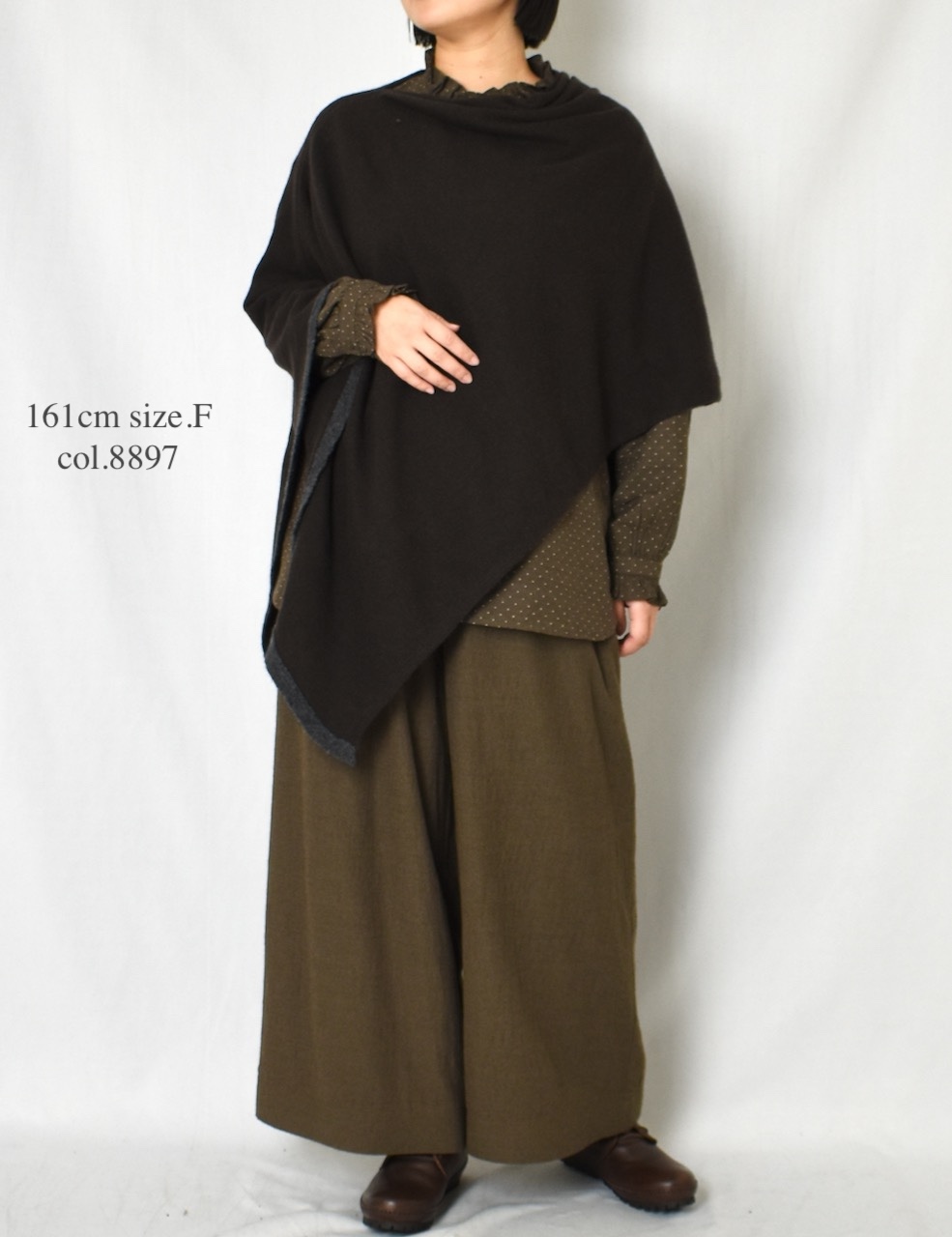 CNMDS1771P(ポンチョ) 12GG WOOL CASHMERE PLAIN PONCHO