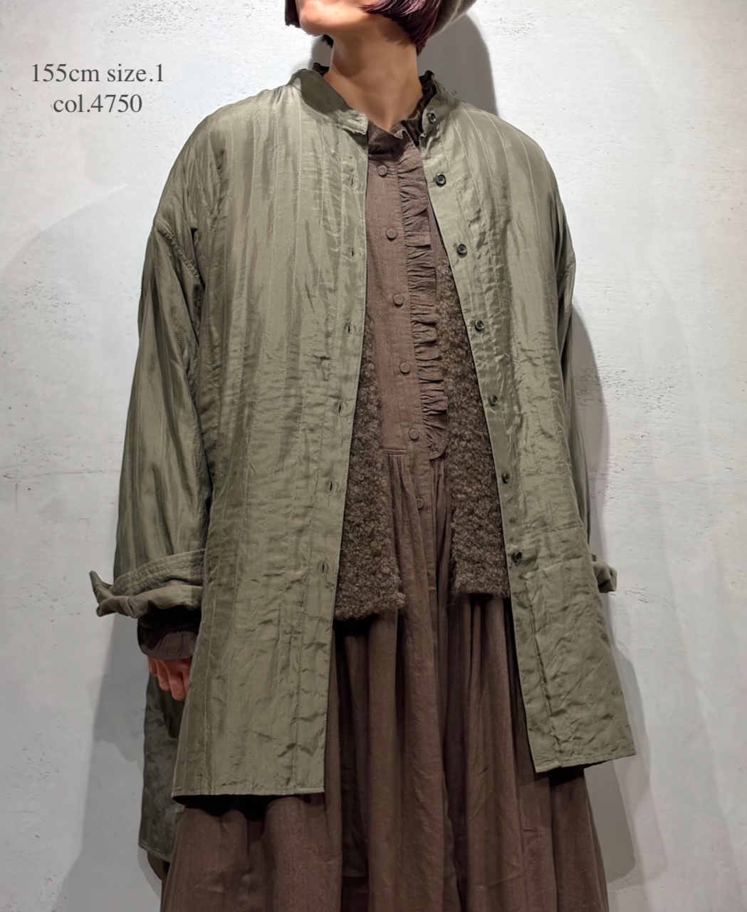 NMDS25583(シャツ) STITCHED BANGALORE SILK PLAIN BANDED COLLAR SHIRT