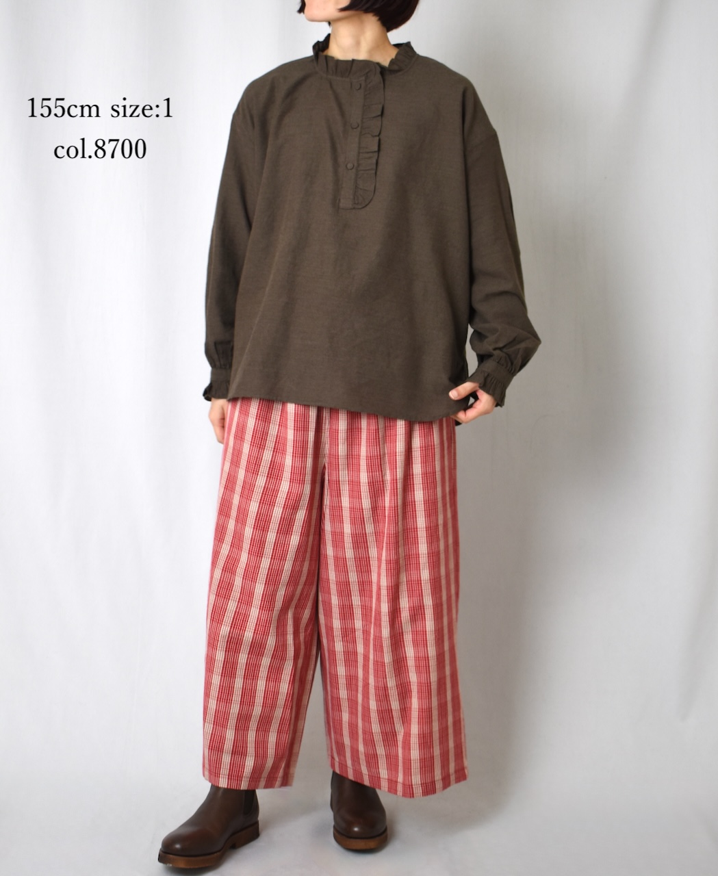 INMDS25752(シャツ) WOOL/COTTON/SILK PLAIN FRILL COLLAR PULLOVER SHIRT