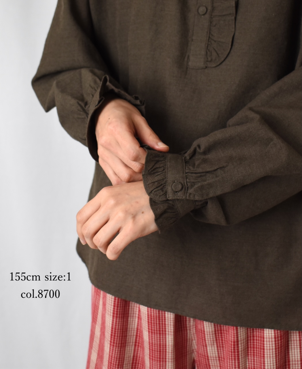 ●INMDS25752(シャツ) WOOL/COTTON/SILK PLAIN FRILL COLLAR PULLOVER SHIRT