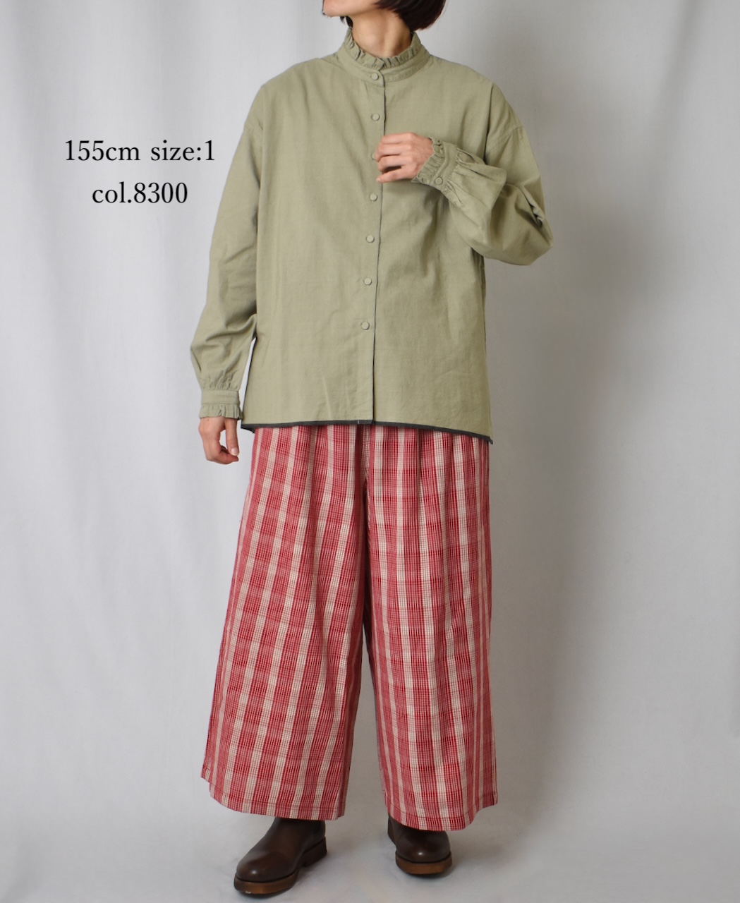 INMDS25721(シャツ) HANDWOVEN HEAVY COTTON PLAIN FRILL COLLAR BACK PINTUCK SHIRT