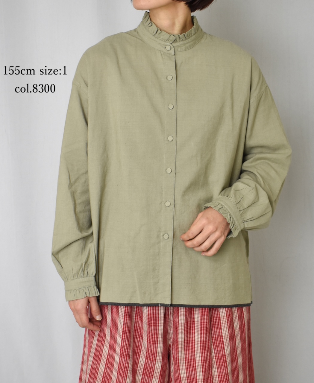 INMDS25721(シャツ) HANDWOVEN HEAVY COTTON PLAIN FRILL COLLAR BACK PINTUCK SHIRT