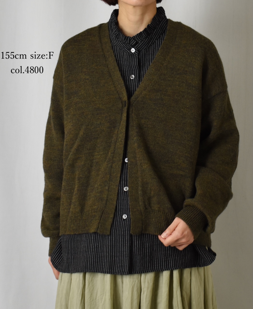 GNSL25501(カーディガン) 7GG 2PLY PLAIN STITCH COTSWOLDS V-NECK 1BUTTON CARDIGAN