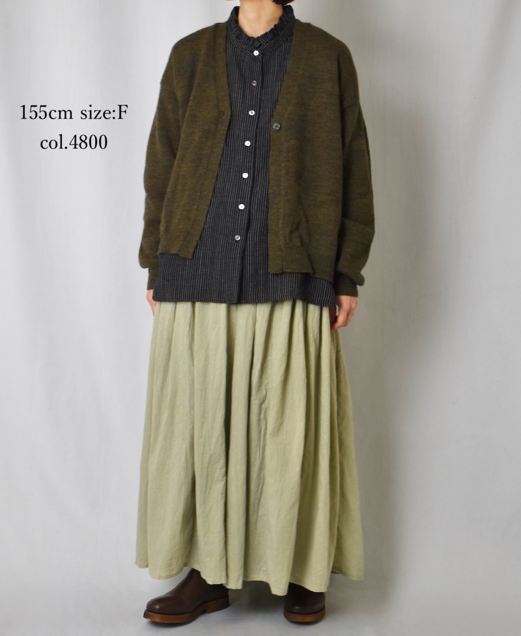 GNSL25501(カーディガン) 7GG 2PLY PLAIN STITCH COTSWOLDS V-NECK 1BUTTON CARDIGAN